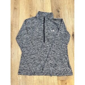 Under Armour Womens HeatGear Tech 1/4 Zip Pullover Space Dye Black White‎ Large